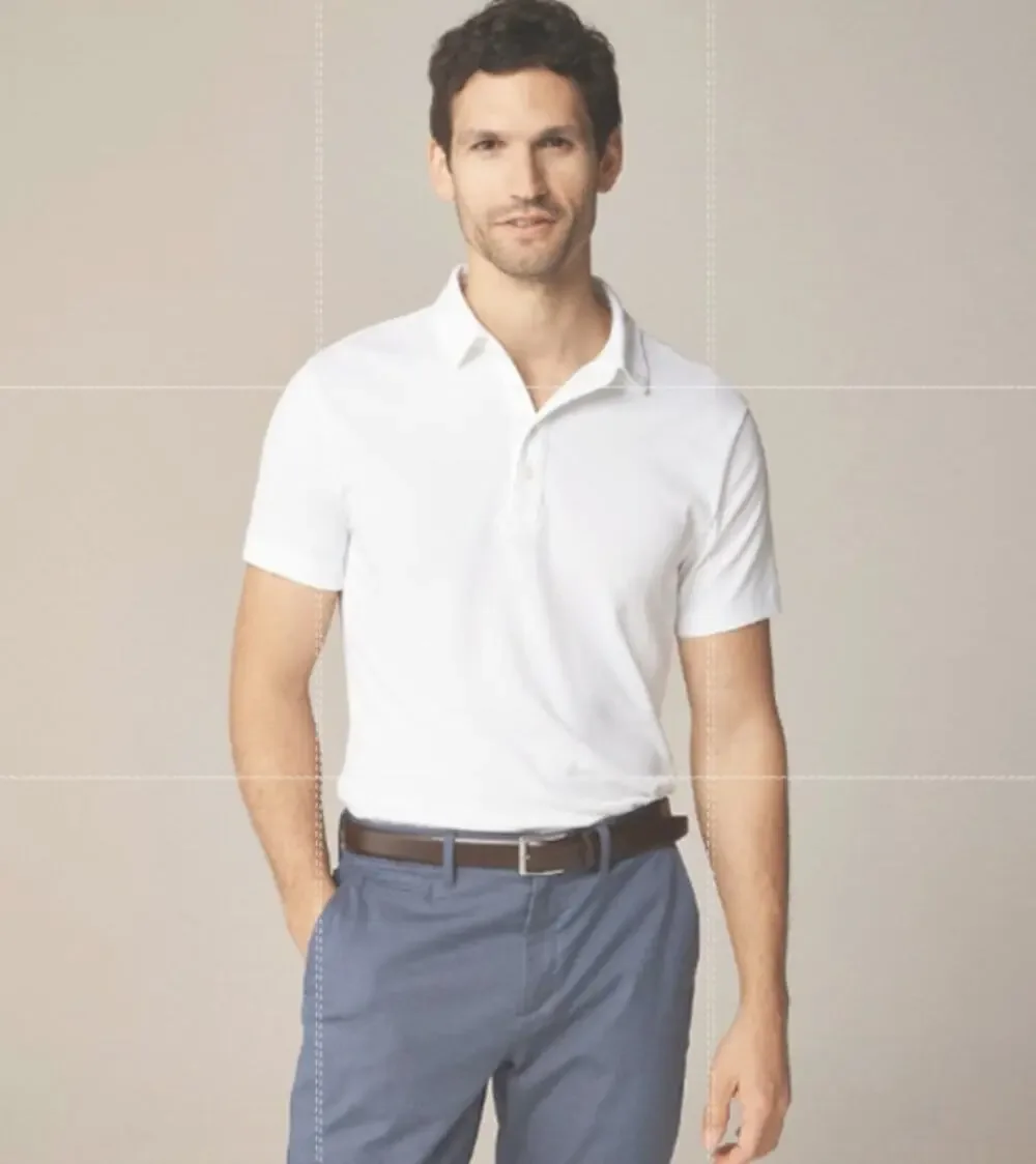 J.Crew Coolmax Performance Polo Shirt Mens Large White Stretch Short Sleeve Golf